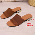2026 cross-border plus size knitted hollow-out sandals & slippers - women's new summer collection: solid color casual square heel low heel flip-flops