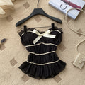 Sweet polka dot work clothing style tube top camisole women's summerruffles waist bows age-reducing tops