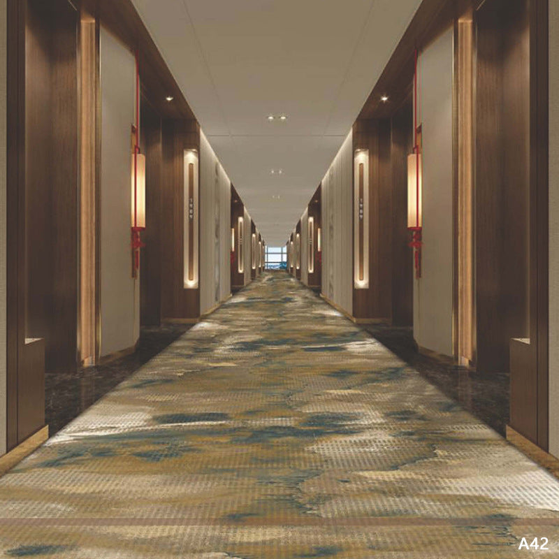 Custom hotel carpet for hallways and aisles, hotel guest room bedside rug, thickened nylon b1 flame retardant full coverage floor mat