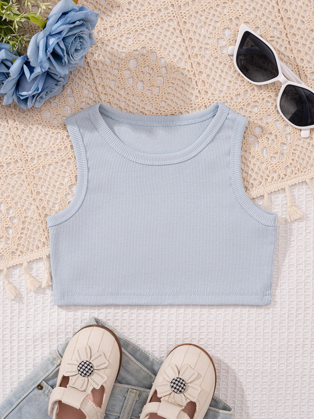 Children's summer tank top - stylish and cute girls' camisole, pink inner layer top, trendy and versatile for infants and toddlers