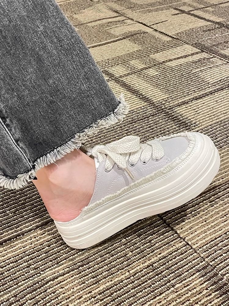 ins Korean version of dad shoes women's 2023 summer new student platform sports shoes women's casual bag head canvas half drag