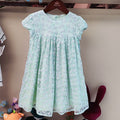 Original overstock mp spring/summer new girls' dress - baby mesh princess embroidered floral tutu dress with ditsy print