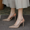 Studded pointed-toe stiletto heel sandals - 2025 spring/summer new arrival - single strap, versatile closed-toe fashion women's sandals
