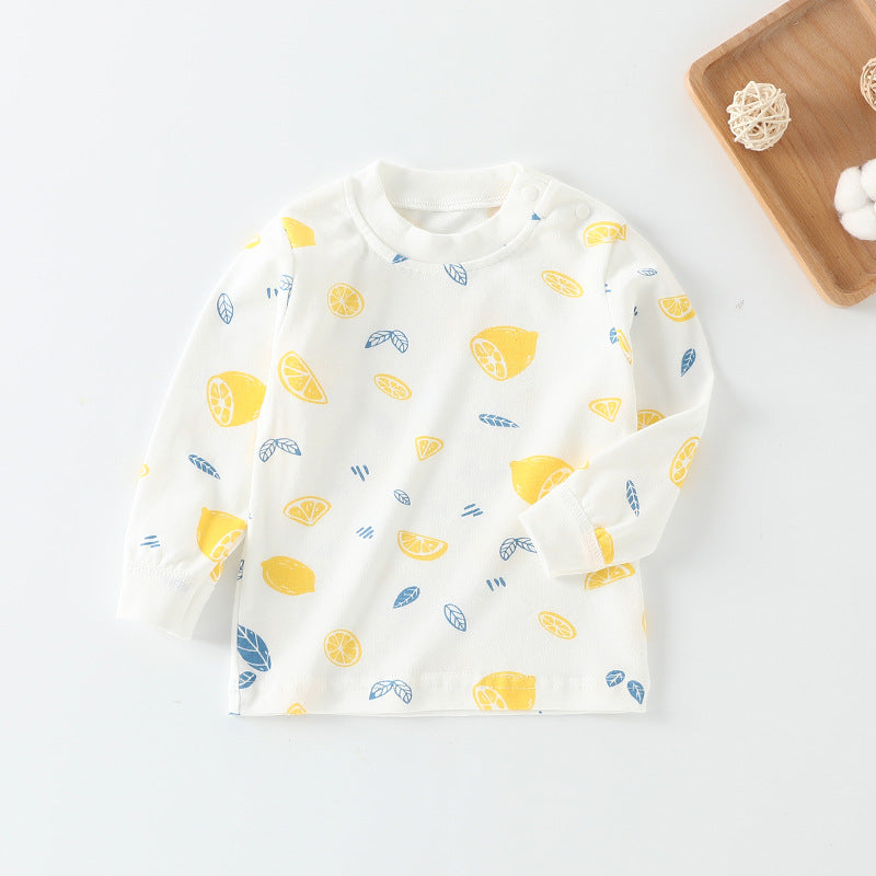 Baby underwear single top 0-1 year old infant autumn clothes boys' t-shirt long sleeve base layer pure cotton girls' autumn outfit