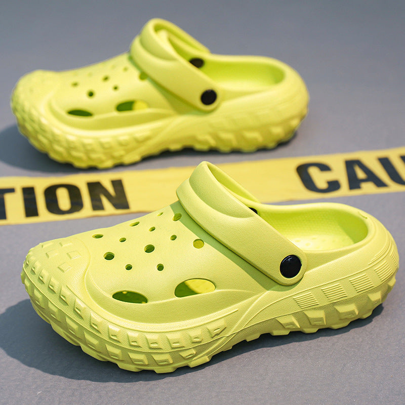 Foreign trade hole shoes men's summer outer wear bag head dual-purpose slippers tire bottom leisure beach large size slippers wholesale