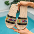 new arrivalthick soleplus size shoes ethnic style casual one-line flat sandals sandals hemp rope bottom open toe flip-flops