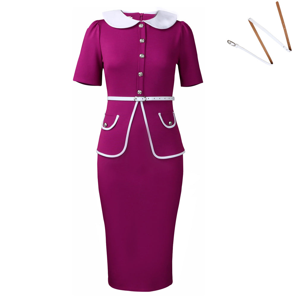 D585  foreign trade women's new summer short-sleeve fashionable elegant ol color block high waist african dress