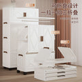 Foldable storage cabinet - no assembly required, large capacity kids' wardrobe, double door organizer, simple rolling storage cabinet