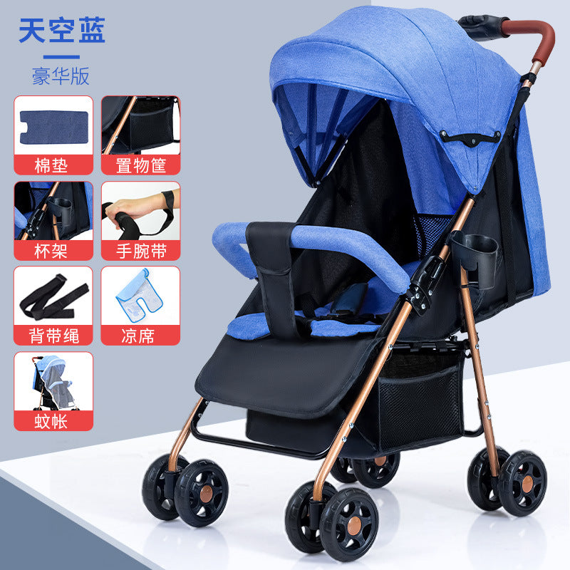 Baby stroller - lightweight, foldable, reclining, four-wheel pushchair for infants and toddlers - one-click folding - dropshipping available