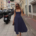 Export   spring and summer new arrival european and american women's clothing elegantpure color square collar sleeveless waist suspender dress
