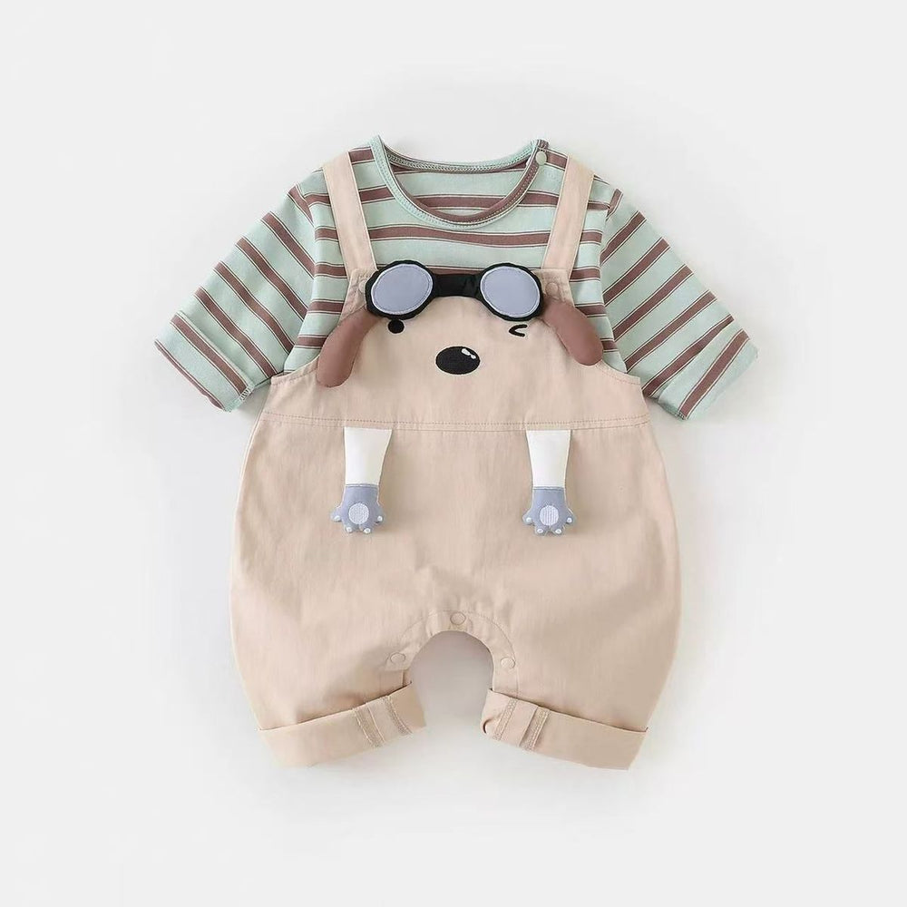 Spring outfit set for baby boys and girls: new stylish korean style two-piece set - includes a base layer top and overalls for infants and toddlers