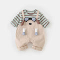 Spring outfit set for baby boys and girls: new stylish korean style two-piece set - includes a base layer top and overalls for infants and toddlers