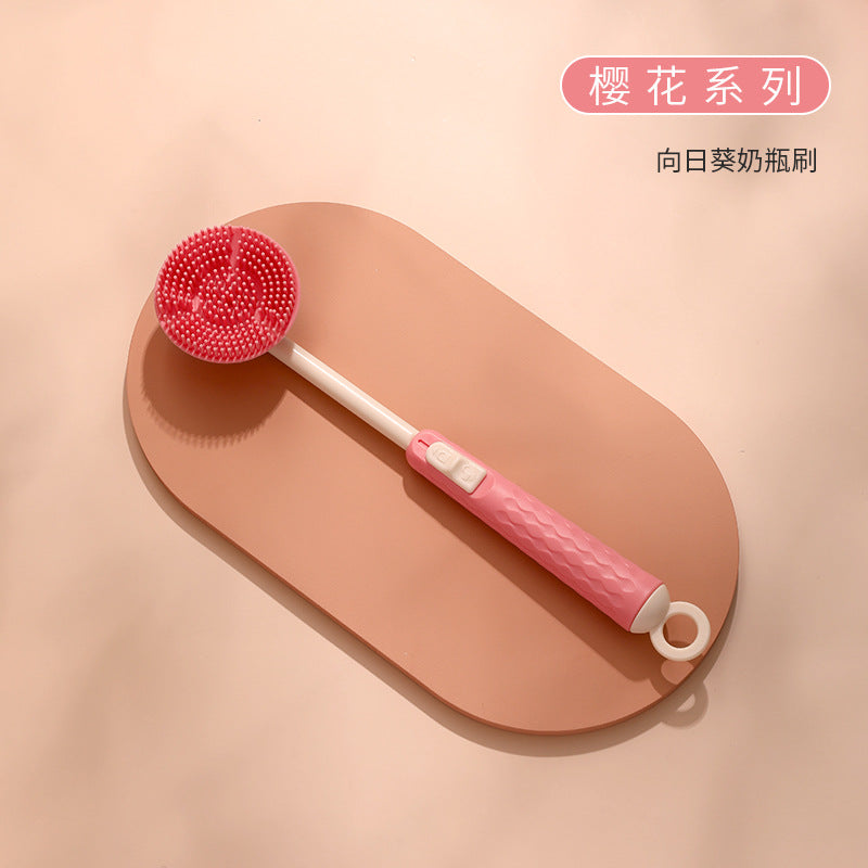 Silicone bottle brush 360 degree rotate baby pacifier brush straw brush bottle brush cleaning suit cleaning brush