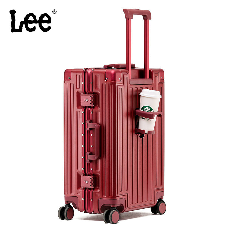 Lee suitcase female business suitcase male brand aluminum frame trolley case silent wheel leather case password box anti-drop