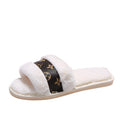 Women's winter slippers - outdoor wear, couple's fuzzy cotton slippers, 2024 new leather one-strap plush slippers, indoor/outdoor slippers