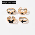 Wholesale heart ring set - european & american niche style, unique jewelry, black butterfly enamel cross, sweet & cool ring set