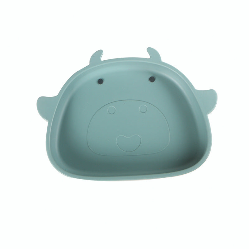 Amazon cartoon silicone plate kids food bowl suction bowl baby feeding utensils baby food suction plate drop-proof