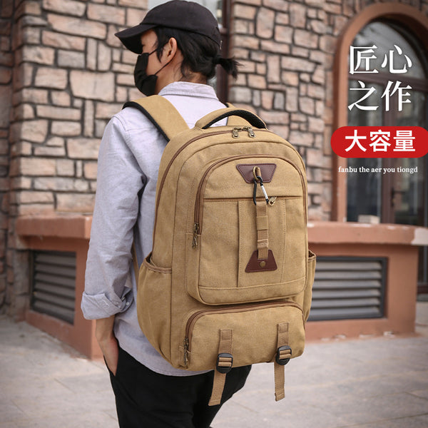 King size travel bag men's leisure oversized capacity canvas backpack for business trips mountaineering luggage multifunctional backpack