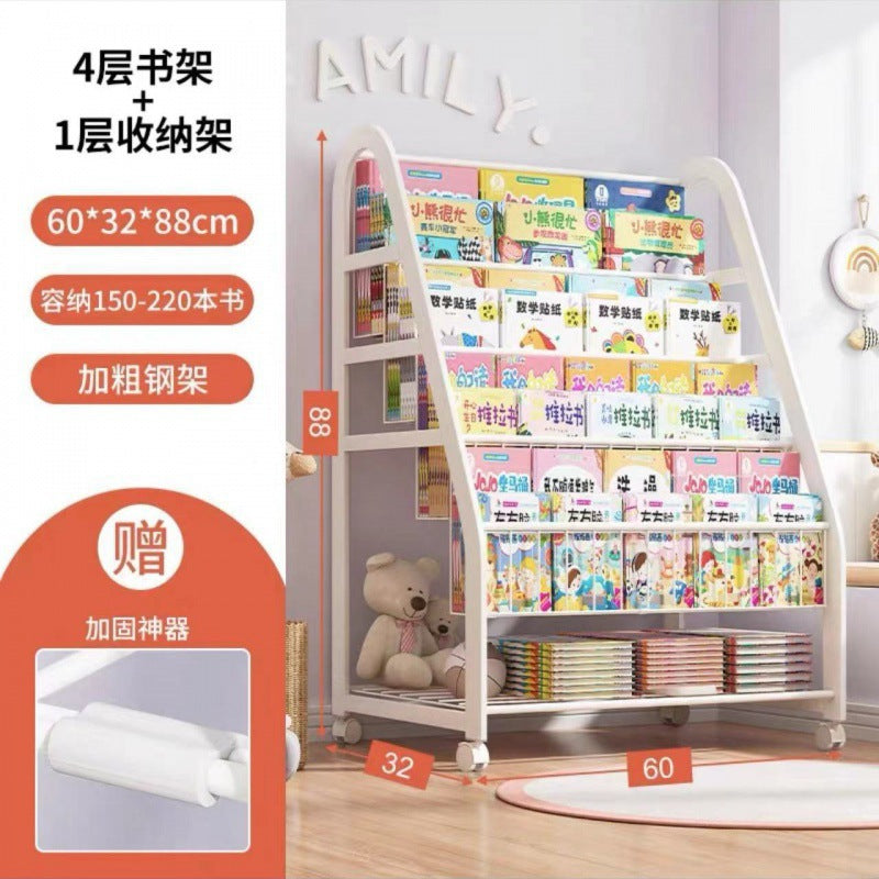 Kids bookshelf storage rack floor-standing picture book rack toy two-in-one storage rack simple reading area baby bookcase