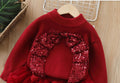 fall/winter new girls' sweater and tutu skirt set - handmade floral knit puffy skirt outfit for little girls
