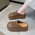 Summer new thick soleplatform shoes non-slip cut out breathable half slippers women's sandals pure color cut outoutwear toe shoes
