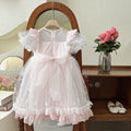 Girls' elsa dress  summer bow princess dress first birthday gown tutu skirt