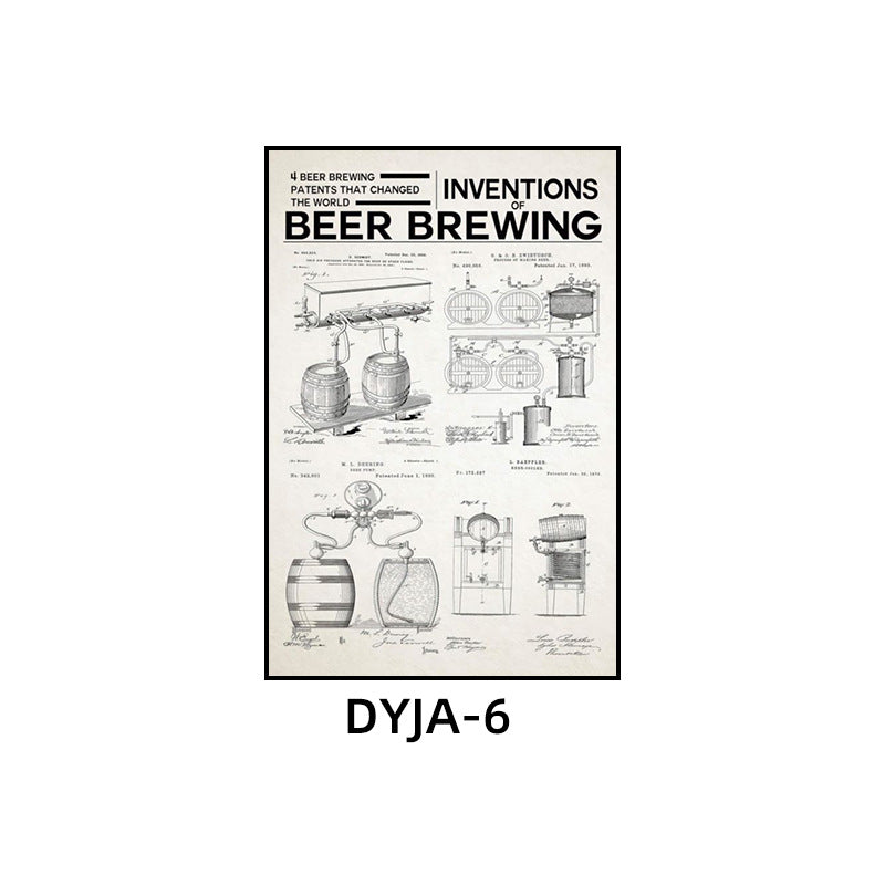 Bar background wall decorative painting American retro KTV box hanging painting industrial style nightclub foreign wine whiskey mural