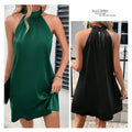 Sleeveless satin halter midi dress - ready stock for  cross-border e-commerce (us & european fashion)