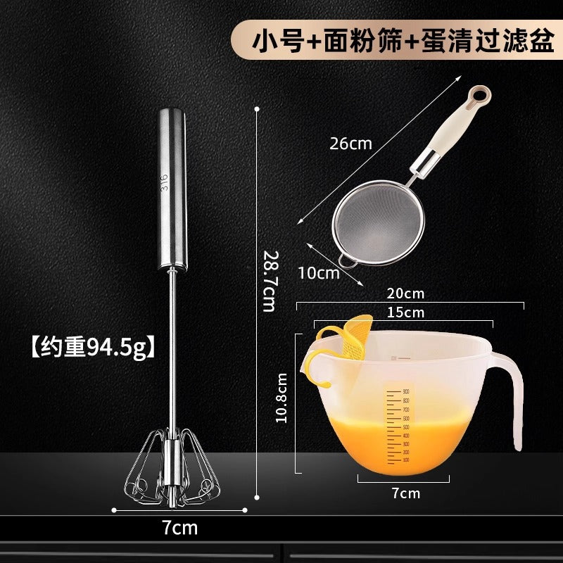 316 stainless steel semi-automatic egg whisk - new home use manual egg & cream mixer - baking & dough whisking gadget