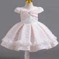 European and american new style airplane sleeve children's formal dress lace princess dress baby girl first birthday dress flower girl