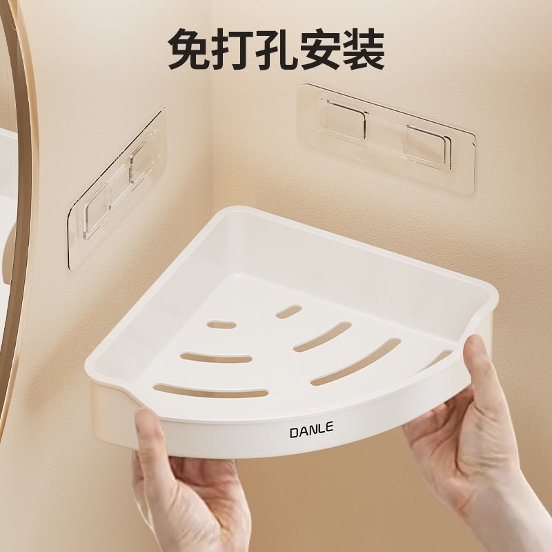 White bathroom triangular rack, no punching on the toilet wall, toilet corner basket storage, bathroom pendant set