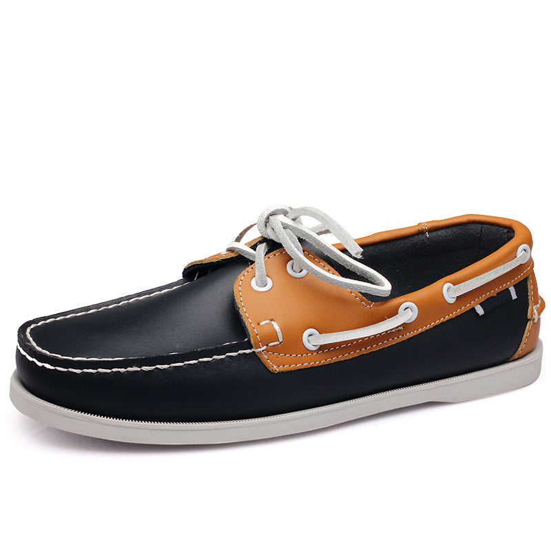 Export sailing shoes for men british style new arrival boat shoes genuine leather fashion cross-border breathable shoes thin bottom casual shoes plaid