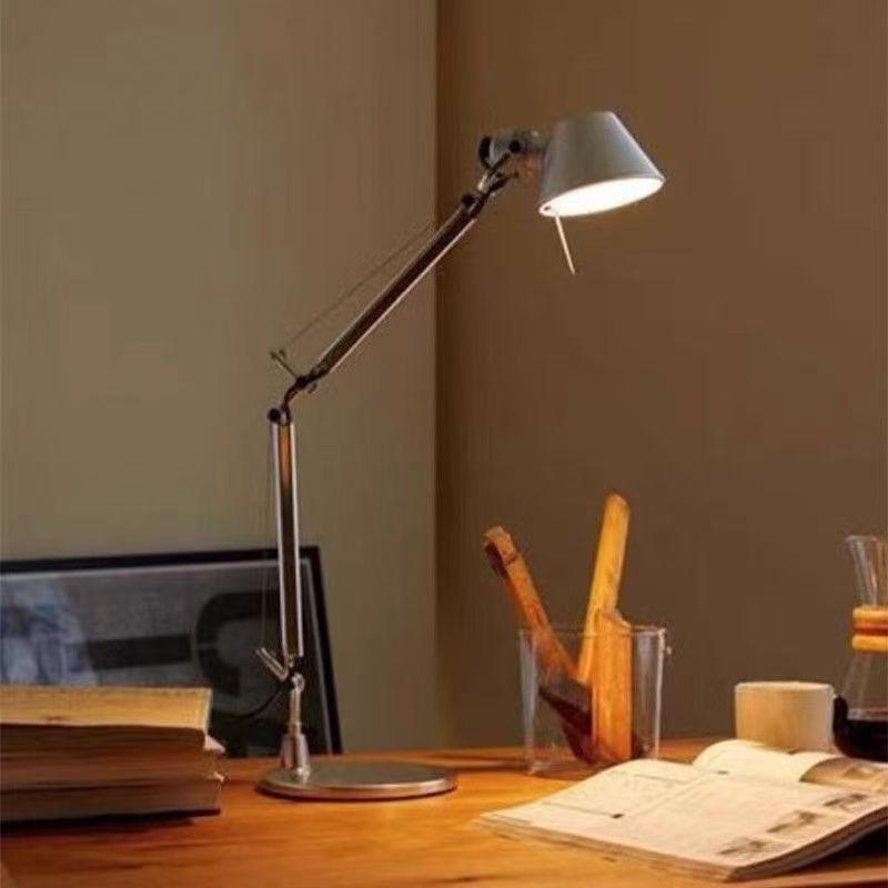 Nordic long-arm table lamp office desk reading study hotel b&b telescopic foldable rocker straw hat table lamp