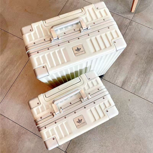 Travel luggage Women's 24-inch aluminum frame trolley case Suitcase Men's strong and durable student password case Leather case