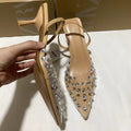 Za baotou transparent sandals women's 2024 new rhinestone fashioneleganteasiest for match pointed toe high heels
