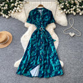 French riviera style halter sleeveless dress - women's summer cinched waist slimming tiered ruffle cake dress