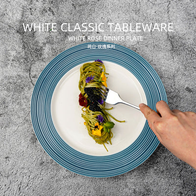 Nordic creative ribbed western dinner plate steak plate home decor high-value ins ceramic shallow plate artistic business plate