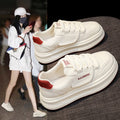 Women's shoes 2026 new spring leather upper student versatile white sneakers niche original casual chunky sole athletic platform shoes for women