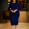 D599  foreign trade women's clothing  new fashion round neck elegant slim-fit ol pencil skirt african dress