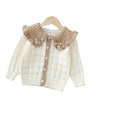 Girls' knitted cardigan sweater set - new autumn/winter  collection - handmade floral detail, big collar, knitwear outfit