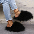 plus size indoor and outdoor fur slippers for women 2024 internet celebrity real fur toe cap for home office stuffed slippers for women