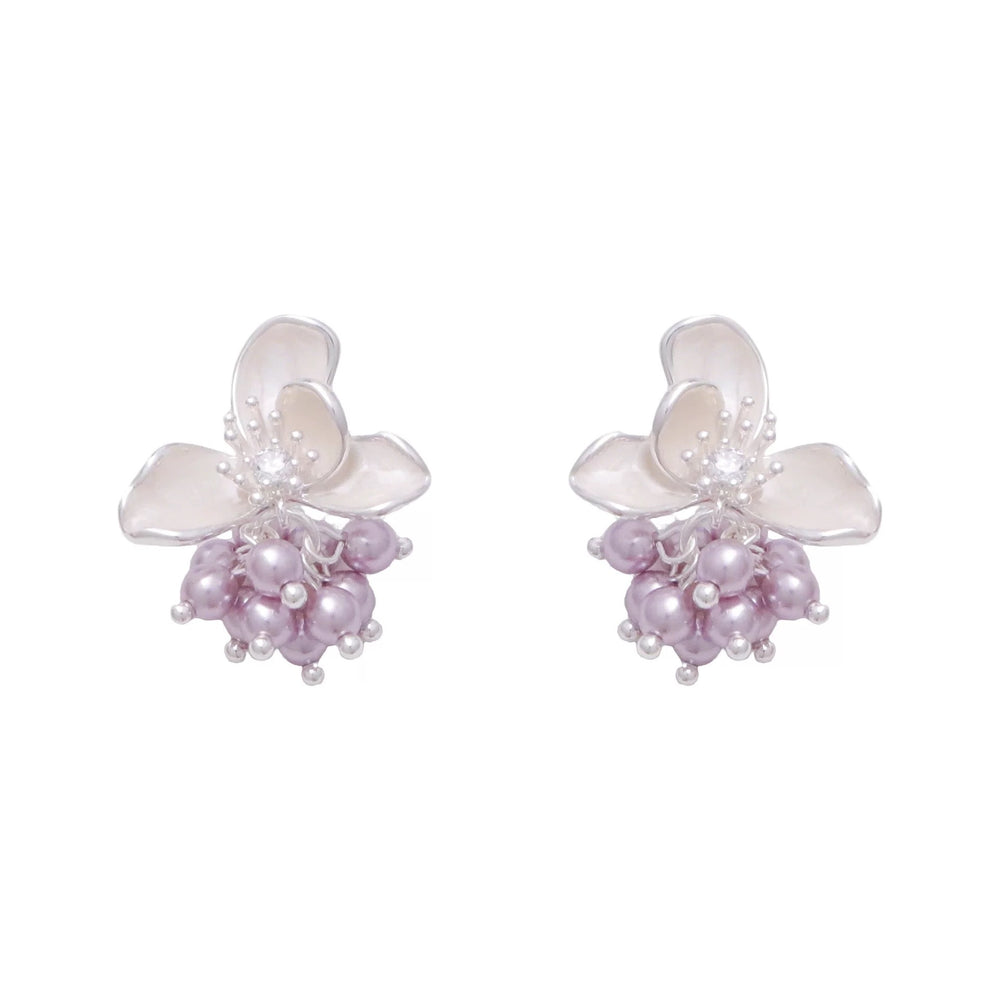 Fresh blue glazed flower crystal tassel stud earrings - exquisite, sophisticated, and stylish earrings for women, perfect for work or everyday wear