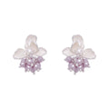 Fresh blue glazed flower crystal tassel stud earrings - exquisite, sophisticated, and stylish earrings for women, perfect for work or everyday wear