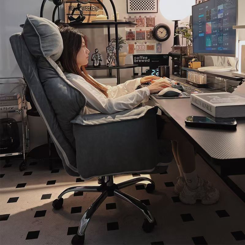Computer chair for homeplaid long-sitting office chair reclining ergonomic chair adjustable back chair dormitory gaming chair