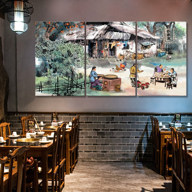 Hotel box wall decoration painting creative agritainment wall mural restaurant catering shop farmyard room painting