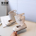 Tk ballet-style leather boots: new  korean edition girls' bow-tie princess shoes, kids' casual versatile ankle boots, trendy style