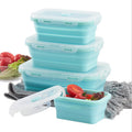 Foldable silicone lunch box - microwave safe, airtight, refrigerator-friendly, portable bento box for office workers and students