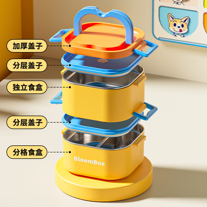 304 stainless steel insulated lunch box - square food container, airtight storage, portable bento box for office workers