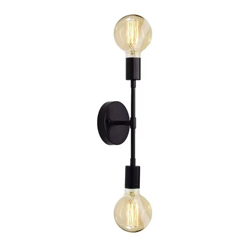 American retro black and gold two-tone double head wall sconce - industrial style for bedroom, bedside, bathroom mirror, b&b, hallway - minimalist design