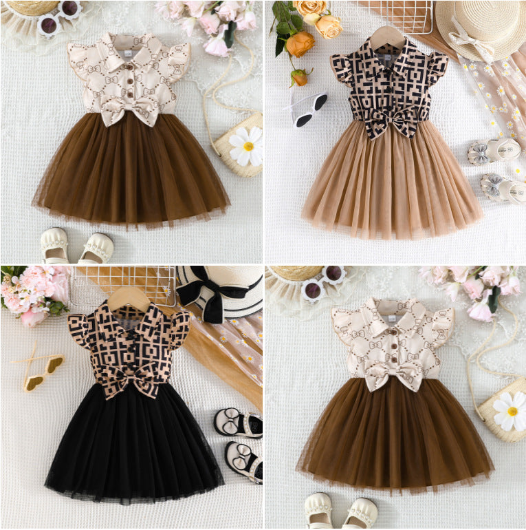 exclusive: girls' summer plaid fashion dress with flutter sleeves - dropshipping available